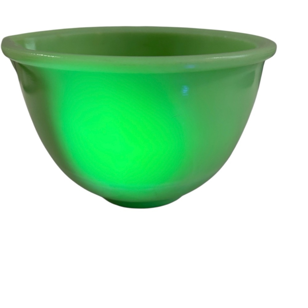 Vtg McKee Jadeite Uranium Glass Small Mixing Bowl Glows